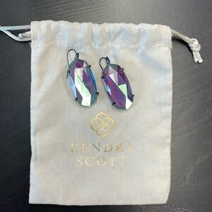 Worn Once! Kendra Scott gunmetal drop earrings in iridescent  / dichroic glass